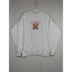 Vtg MC Energy Sportswear Sweatshirt Womens L White Embroidered USA Teddy Bear